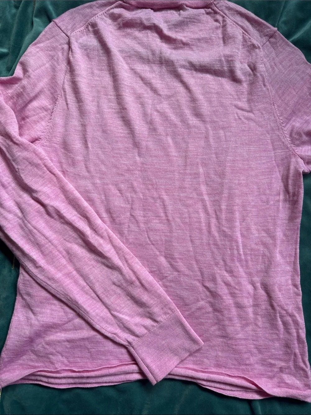 J. Crew Pink Merino Lightweight Crewneck Long-Sleeve Top